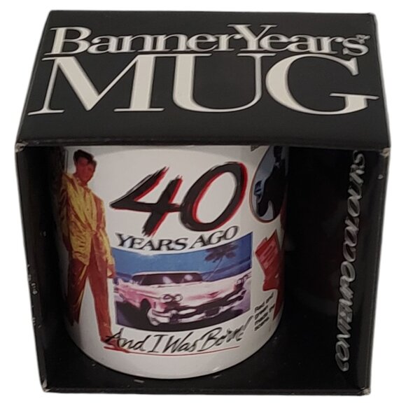 Vintage 40 Years Ago Commemorative Banner Ceramic Mug Elvis Collectible - Picture 6 of 6